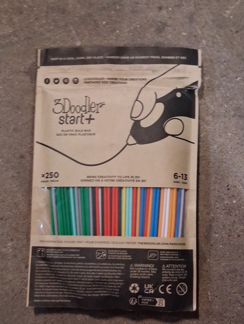 3Doodler Start 3D Printing Filament Refill Bundle (250 pieces) pack of 1